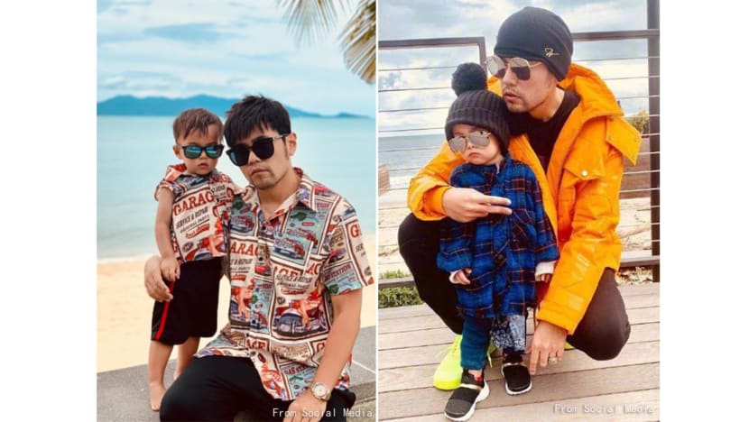 Jay Chou shows off matching outfits with son
