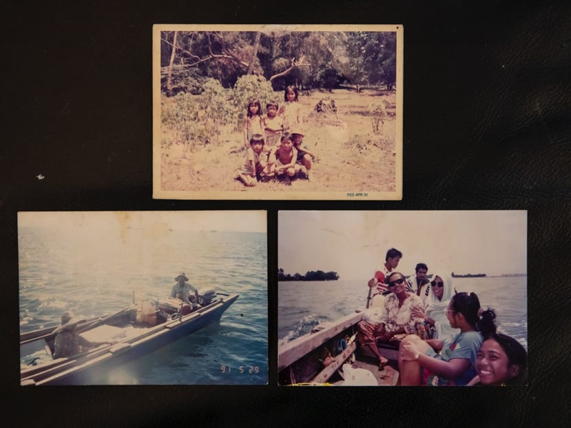 A collage of photographs featuring Madam Rohani Rani's family on Pulau Semakau. A collage of photographs featuring Madam Rohani Rani's family on Pulau Semakau.