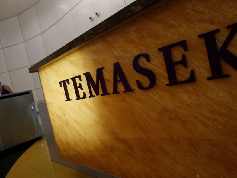 The logo of state investing firm Temasek Holdings at its office in Singapore in 2014.