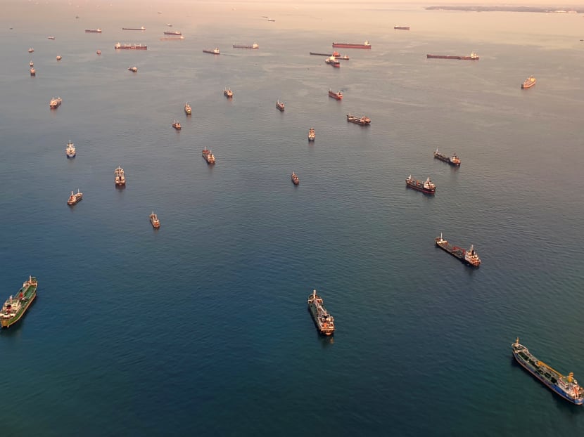 A view of vessels in the Singapore Strait.
