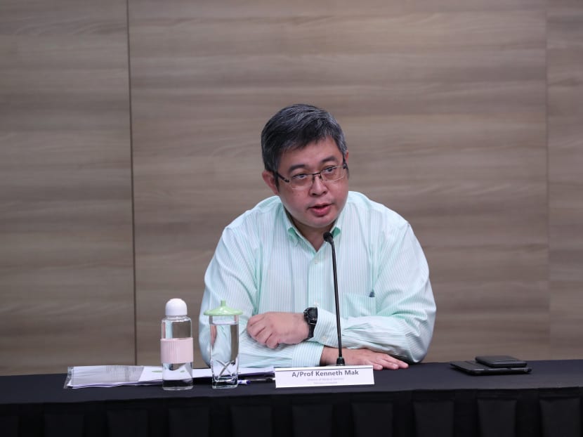 Associate Professor Kenneth Mak, director of medical services at the Ministry of Health, addressing the issue of "false positive" test results for Covid-19 at a press conference on May 12, 2020.