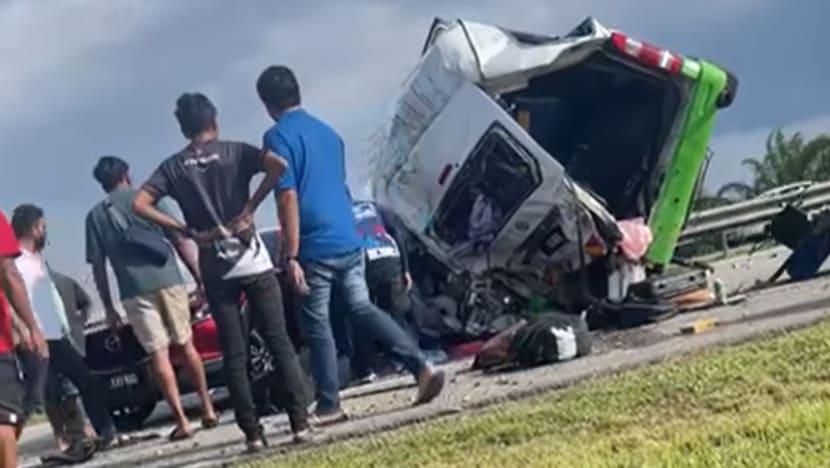 12 Singaporeans injured in Johor accident after tour van wrecked in chain collision 12 Singaporeans injured in Johor accident after tour van wrecked in chain collision
