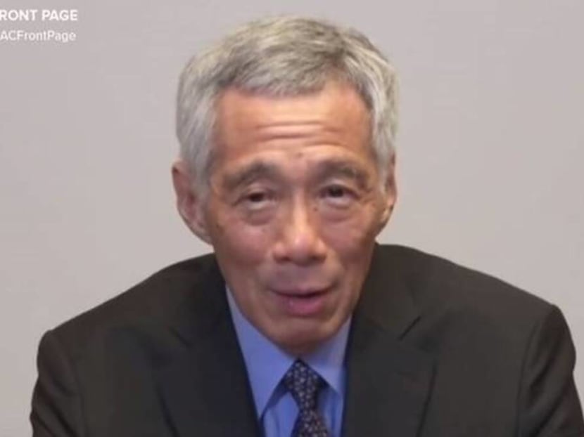 Prime Minister Lee Hsien Loong speaking at a virtual dialogue with the Atlantic Council on July 28, 2020.