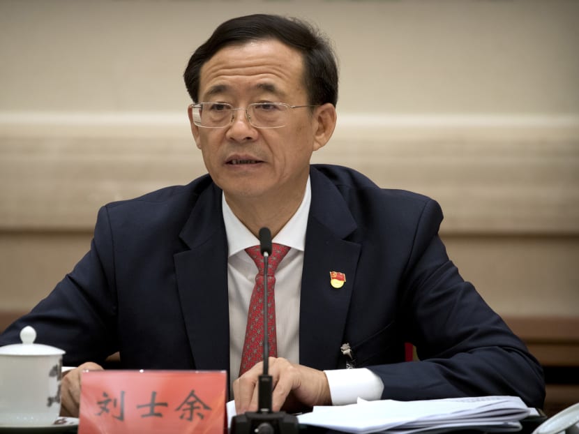 Mr Liu Shiyu, chairman of the China Securities Regulatory Commission. Mr Liu on Thursday (Oct 19) accused the former party secretary of Chongqing, Sun Zhengcai, of plotting a coup against the party leadership in the clearest explanation yet of the abrupt firing of the former rising star. Photo: AP