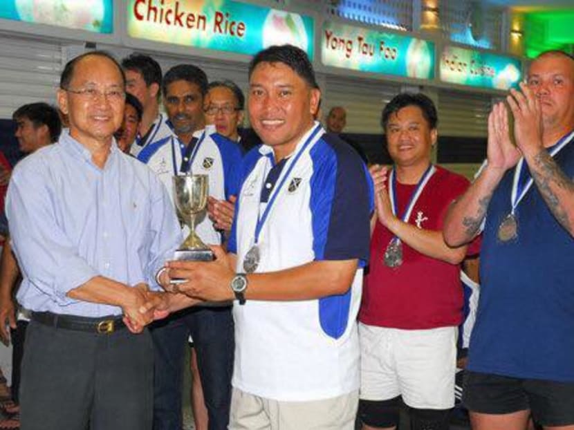 Former national rugby player Slemat Rakisan (second from left) died in a freak accident in March 2017. He had served as vice-president of the Singapore Rugby Union, as well as president of the Singapore Society of Rugby Union Referees.