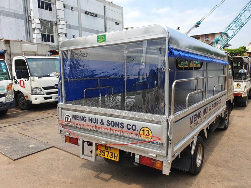 A lorry fitted with the rain cover that will be mandated from January 2023.
