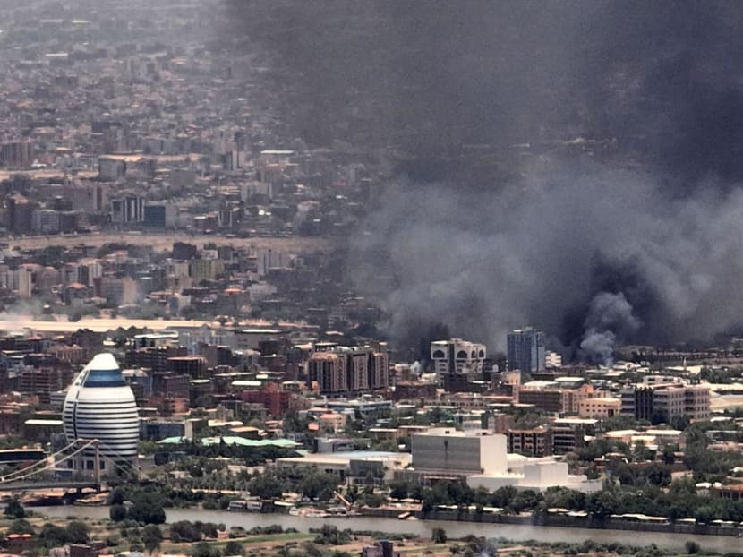 Smoke billows during fighting in the Sudanese capital of Khartoum, on May 3, 2023