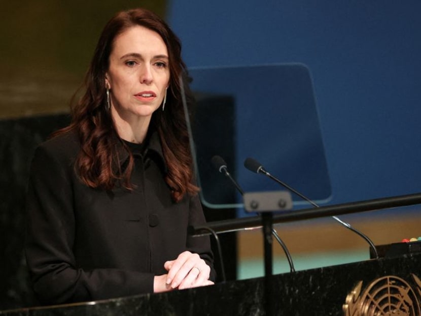 Then New Zealand Prime Minister Jacinda Ardern addresses the 77th United Nations General Assembly at the UN headquarters in New York City in 2022.