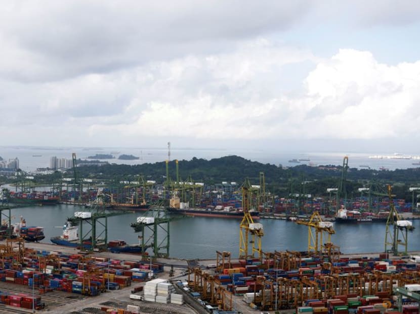 A view of the Brani, Keppel and Tanjong Pagar container terminals in Singapore on Aug 19, 2022.