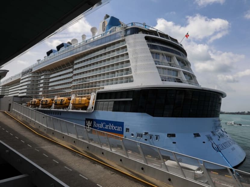 Royal Caribbean's Quantum of the Seas photographed in Singapore on Dec 9, 2020, after a cruise to nowhere was cut short when a passenger initially tested positive for Covid-19. He later tested negative.