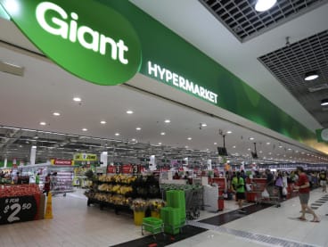 Shoppers at a Giant hypermarket in Tampines.