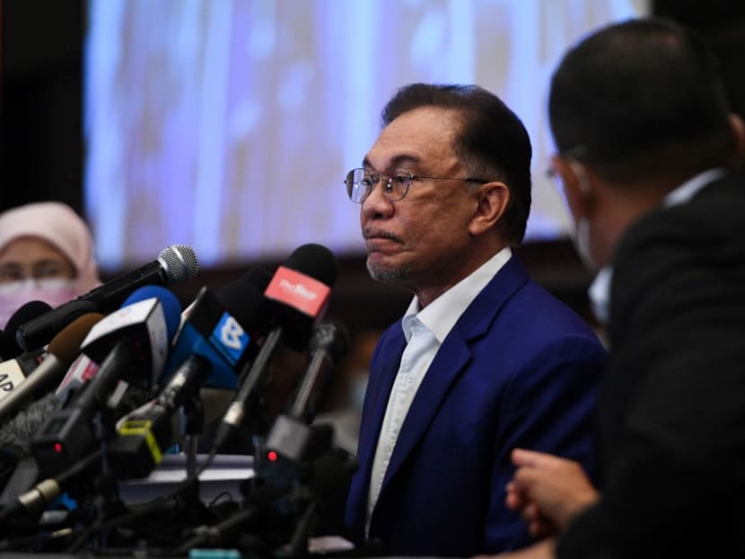 Malaysian politician Anwar Ibrahim attends a press conference in Kuala Lumpur on Oct 13, 2020 following a meeting with Malaysian king.