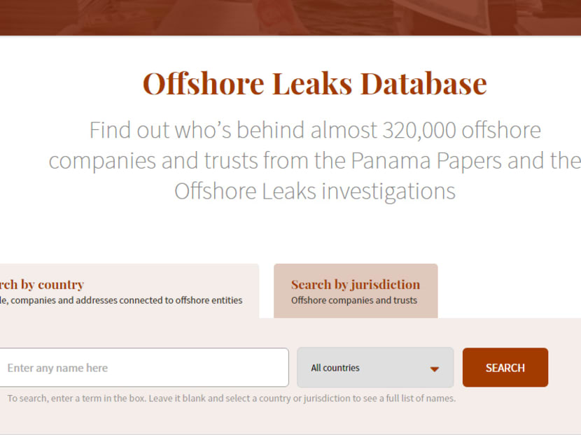 A screen capture of the ICIJ Offshore Leaks Database, which was released for public access on May 10, 2016.