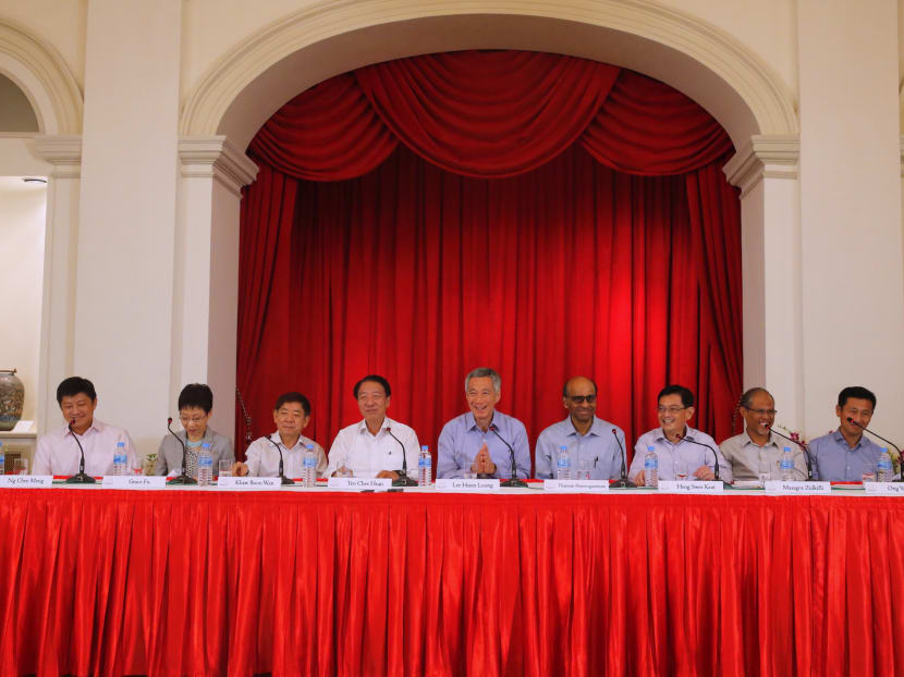 Prime Minister Lee Hsien Loon announces the new Cabinet line-up on Sept 28, 2015. Photo: Ernest Chua
