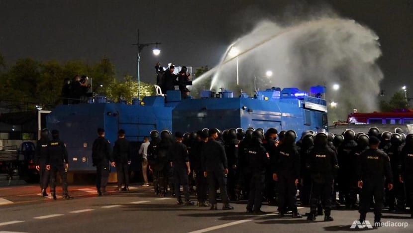 Thai Police Use Water Cannon On Protesters In Bangkok - CNA