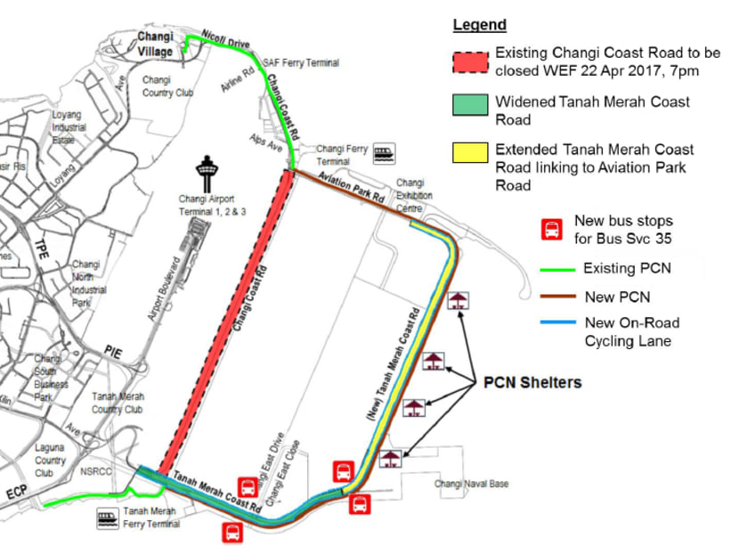 New extended Tanah Merah Coast Road opening Apr 22 will have on-road cycling lane