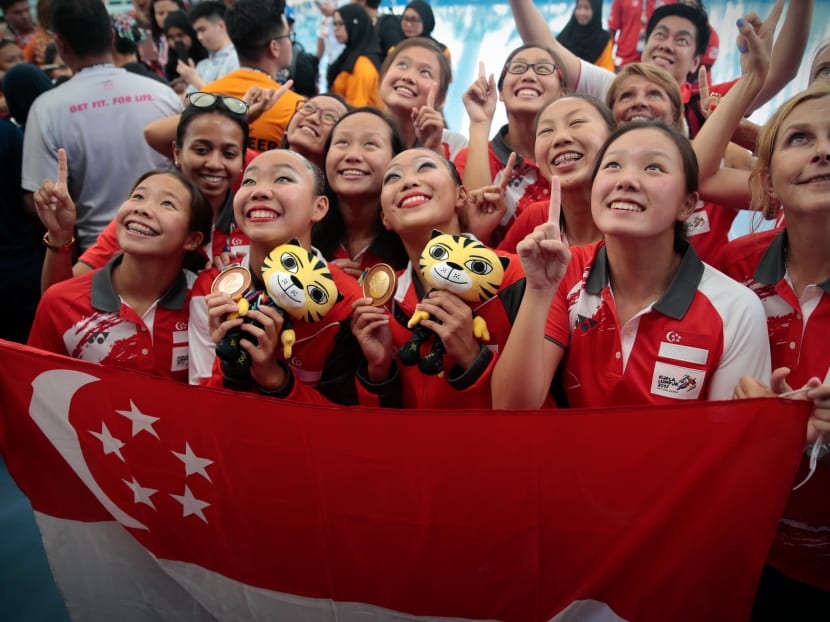 Singapore secured the gold in the event after putting on a sublime performance which saw them scored 75.1333 points. Hosts Malaysia clinched the silver with 73.0667 points. Photo: Jason Quah/TODAY