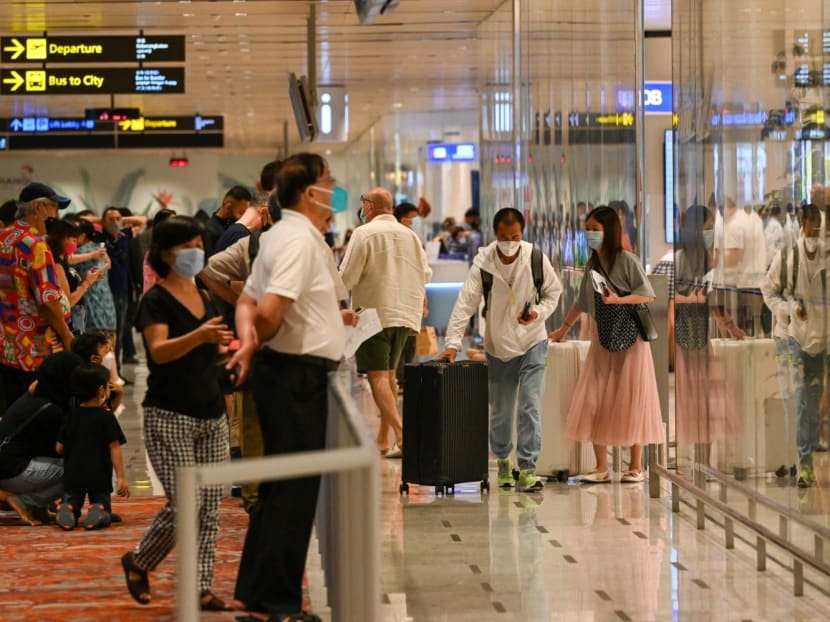 A scene at an arrival hall of Changi Airport in Singapore. A scene at an arrival hall of Changi Airport in Singapore.