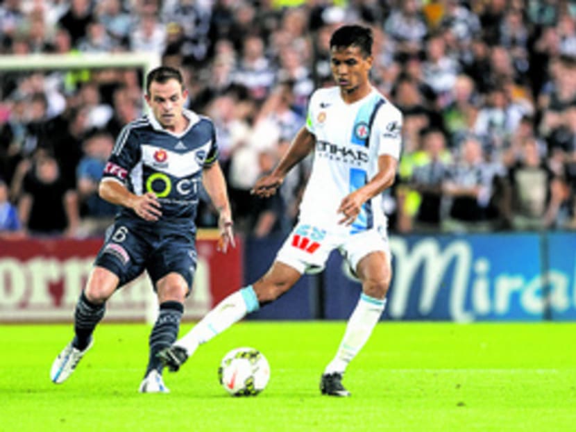 Safuwan (right) took the field for 60 minutes on his debut. Photo: Melbourne City FC