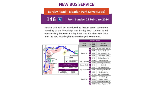 比达达里新增146号巴士服务 连接兀里与巴特礼地铁站