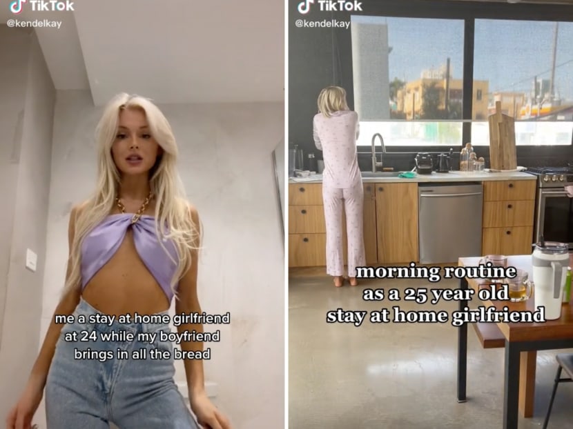 A TikTok video on being a "stay-at-home girlfriend" posted by influencer Kendel Kay on Aug 17, 2022 went viral with 8.4 million views and 13,500 comments. A TikTok video on being a "stay-at-home girlfriend" posted by influencer Kendel Kay on Aug 17, 2022 went viral with 8.4 million views and 13,500 comments.