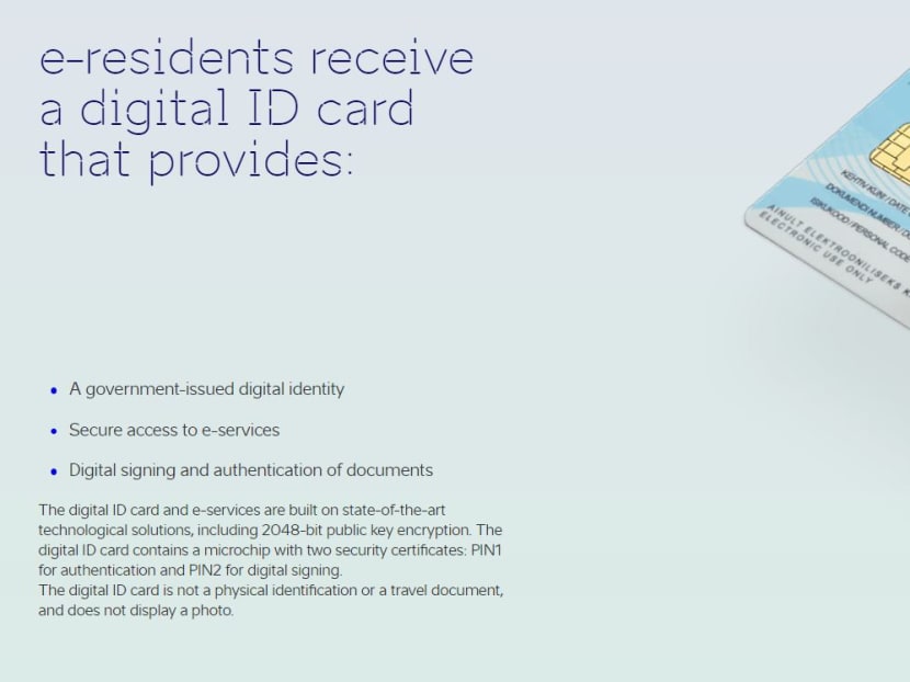 Screenshot taken from Estonia's e-residency site showing a digital ID card. Photo: e-resident.gov.ee