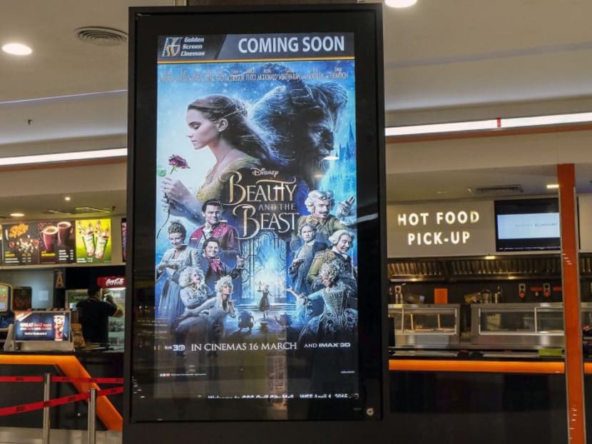 Beauty and the Beast poster at a cinema in Kuala Lumpur on March 22, 2017. Photo: Malay Mail Online