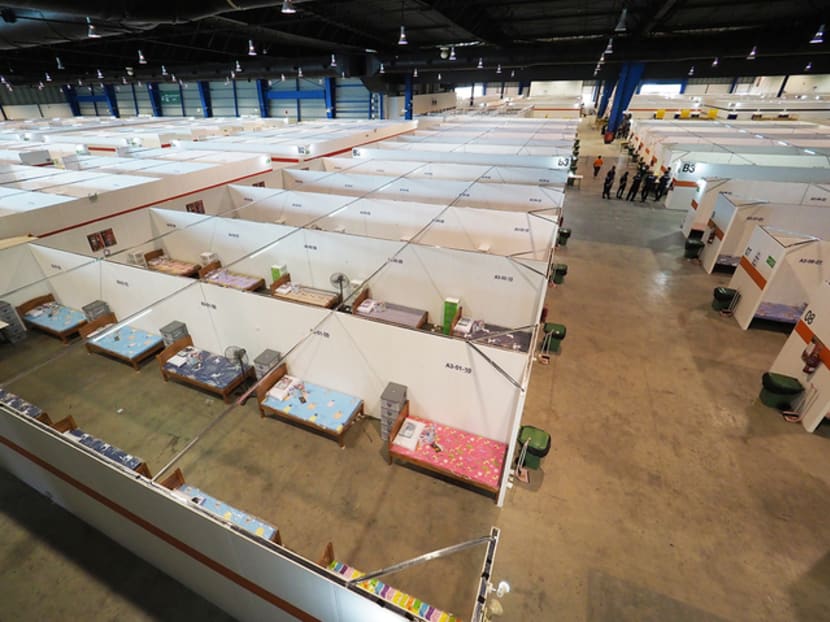 The Changi Exhibition Centre has been repurposed into a community care facility, which is an isolation facility to house Covid-19 patients with mild symptoms. The Changi Exhibition Centre has been repurposed into a community care facility, which is an isolation facility to house Covid-19 patients with mild symptoms.