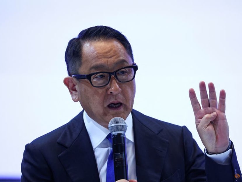 Toyota Motor Corporation President Akio Toyoda speaks during a press conference over rigging safety tests by its affiliate Daihatsu that affected 88,000 vehicles, in Bangkok, Thailand, May 8, 2023. REUTERS/Athit Perawongmetha/File Photo