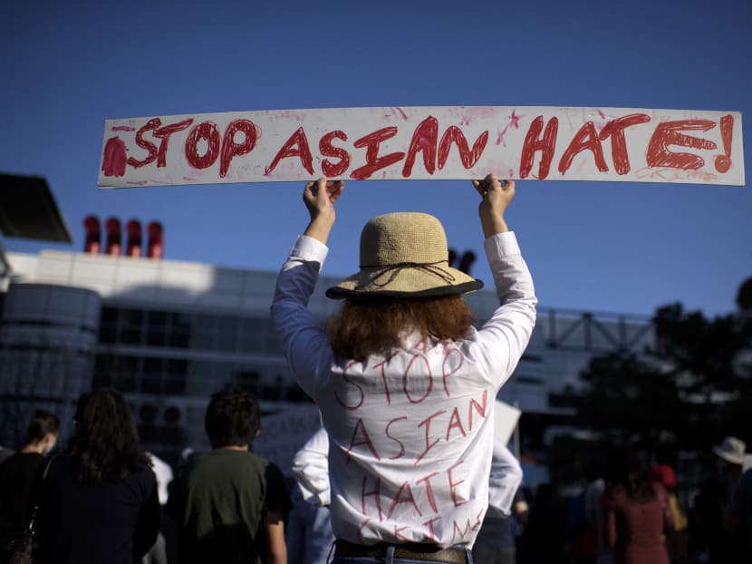 A Stop Asian Hate rally at Discovery Green in downtown Houston, Texas, US on March 20, 2021.