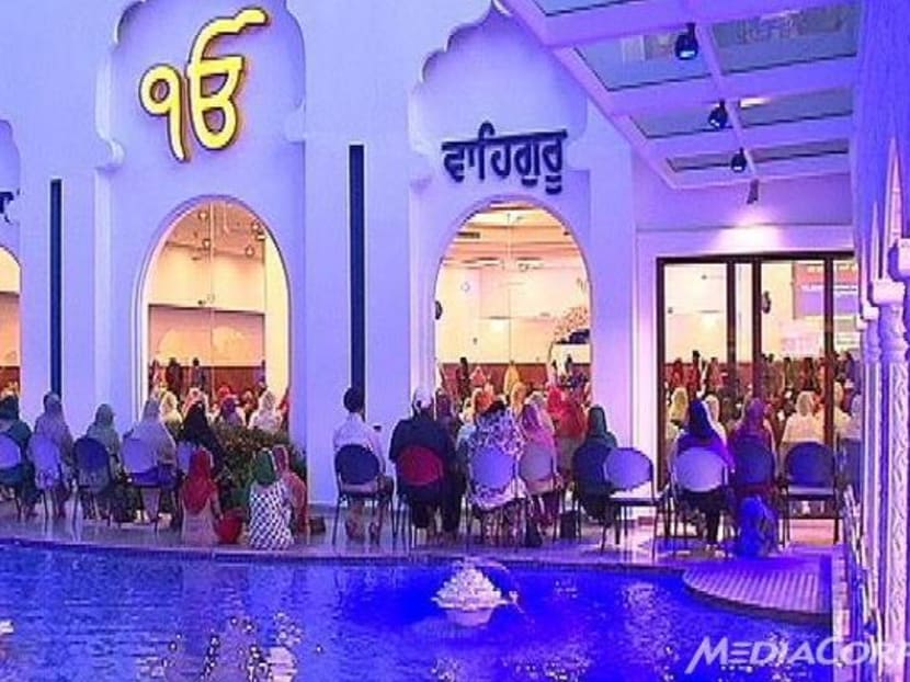 Sikhs celebrating Vesakhi at the Central Sikh Temple, along Towner Road. Photo: Channel NewsAsia