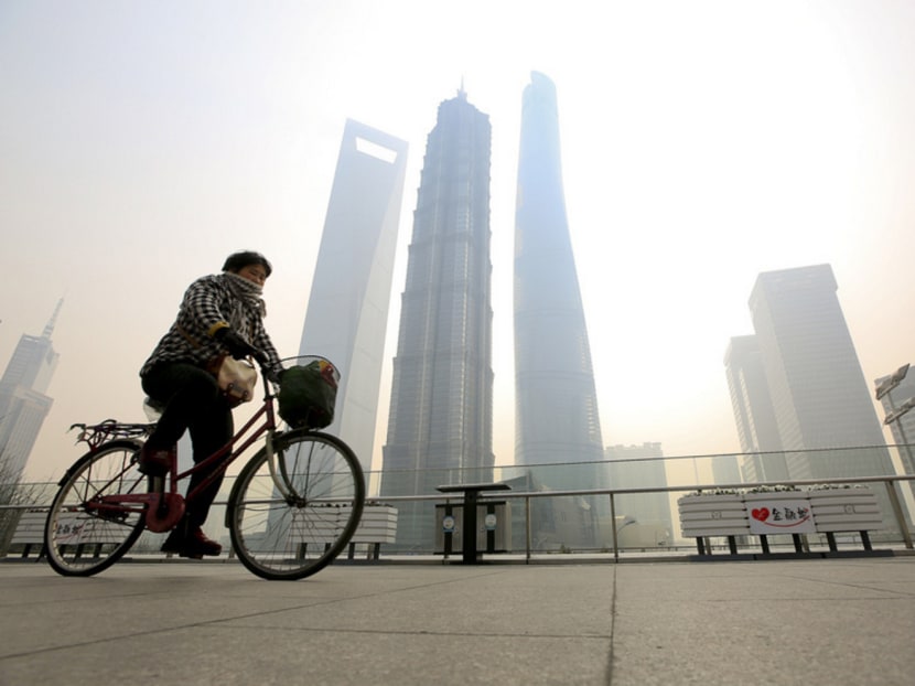 A woman covering her nose and mouth with a scarf amid heavy haze in the Pudong financial area in Shanghai. The authors of a study suggested that air pollution might impair the functioning of the placenta. Photo: REUTERS