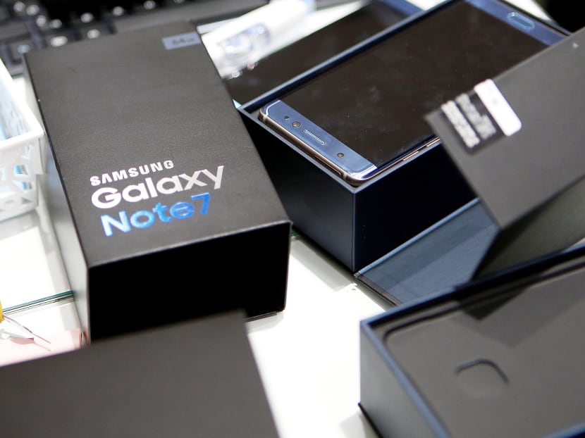 An exchanged Samsung Electronics' Galaxy Note 7 at company's headquarters in Seoul, South Korea on Oct 13, 2016. Photo: Reuters