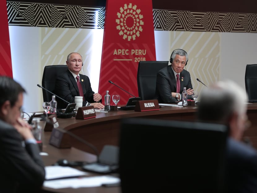 Singapore's Prime Minister Lee Hsien Loong during a session at the Asia-Pacific Economic Cooperation (APEC) Summit in Lima, Peru. Photo: MCI