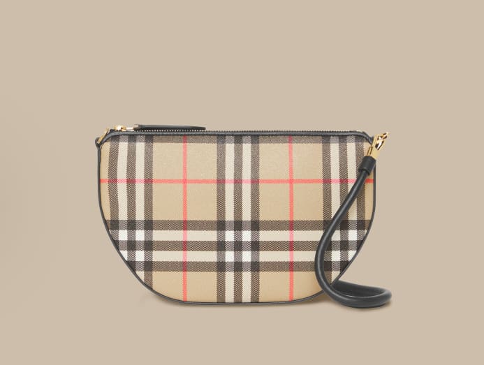 New Authentic BURBERRY Olympia Vintage Check Pouch Shoulder Bag Archive  Beige