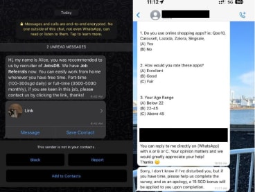 Examples of how the scammers would make initial contact with a victim.