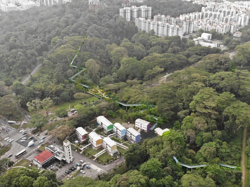 An aerial view of the former Bukit Timah Fire Station. Under the URA's draft masterplan, the former station and the Beauty World area will act as "gateways” to a green corridor connected to other nature attractions.