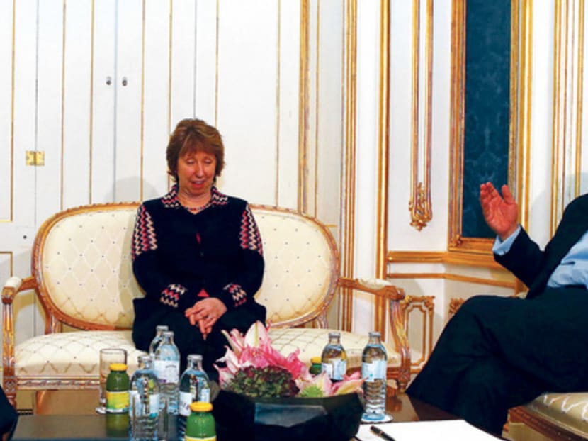 From left: US Secretary of State John Kerry, EU envoy Catherine Ashton and Iranian Foreign Minister Javad Zarif ahead of a meeting in Vienna on Saturday to resolve the stand-off over Tehran’s nuclear ambitions. 
Photo: REUTERS