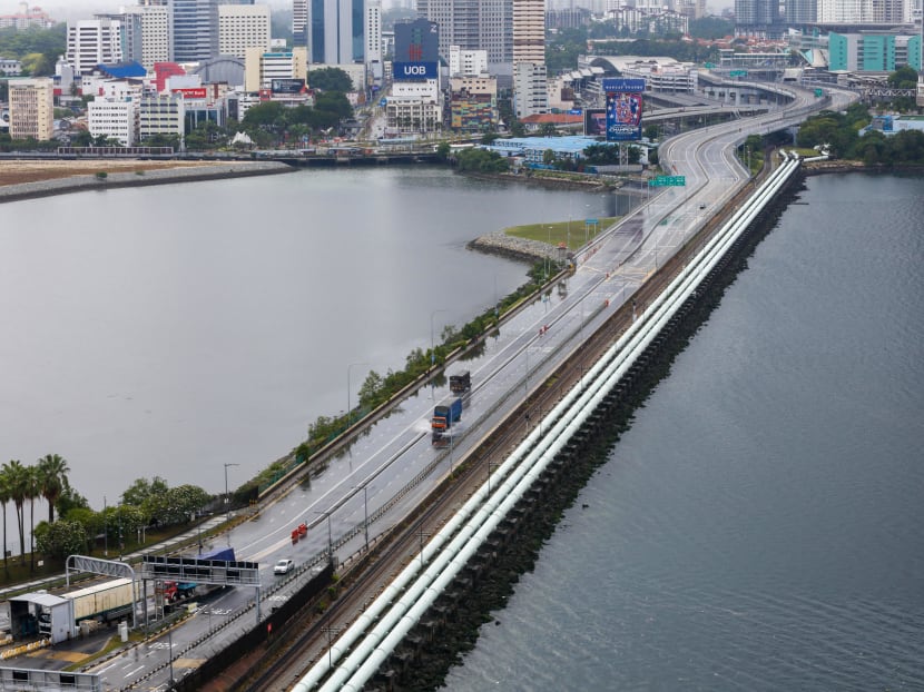 A view of the Causeway linking Singapore and Johor Baru in Malaysia.