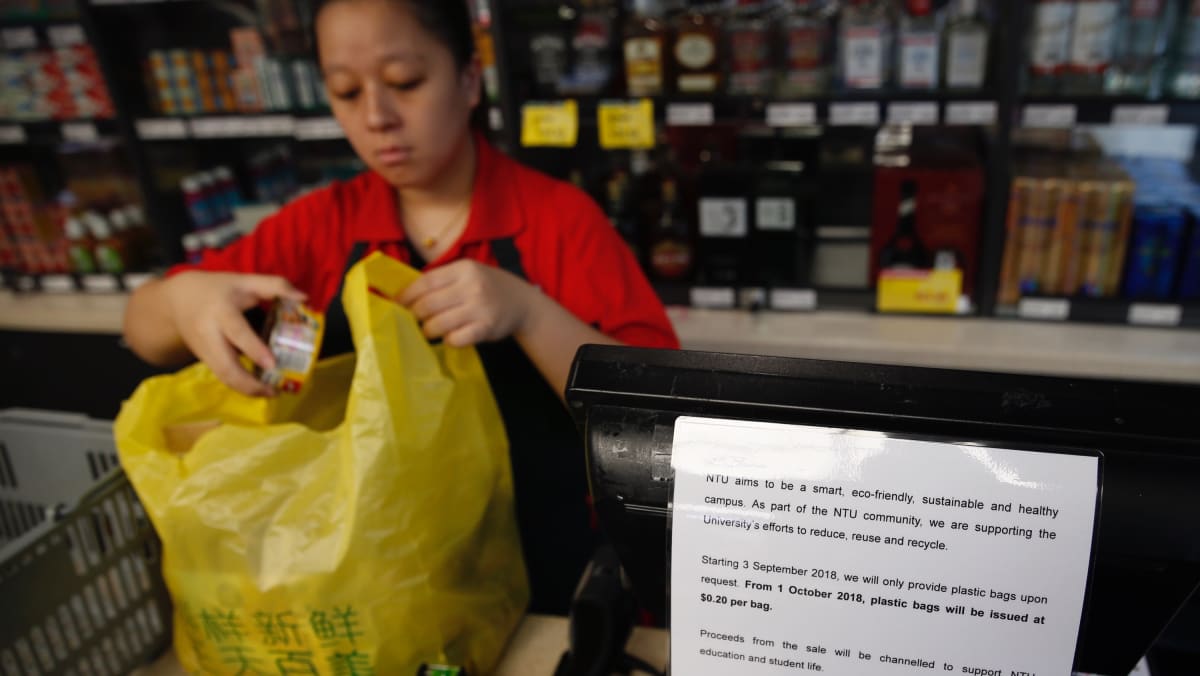 Charge for plastic bags in stores store