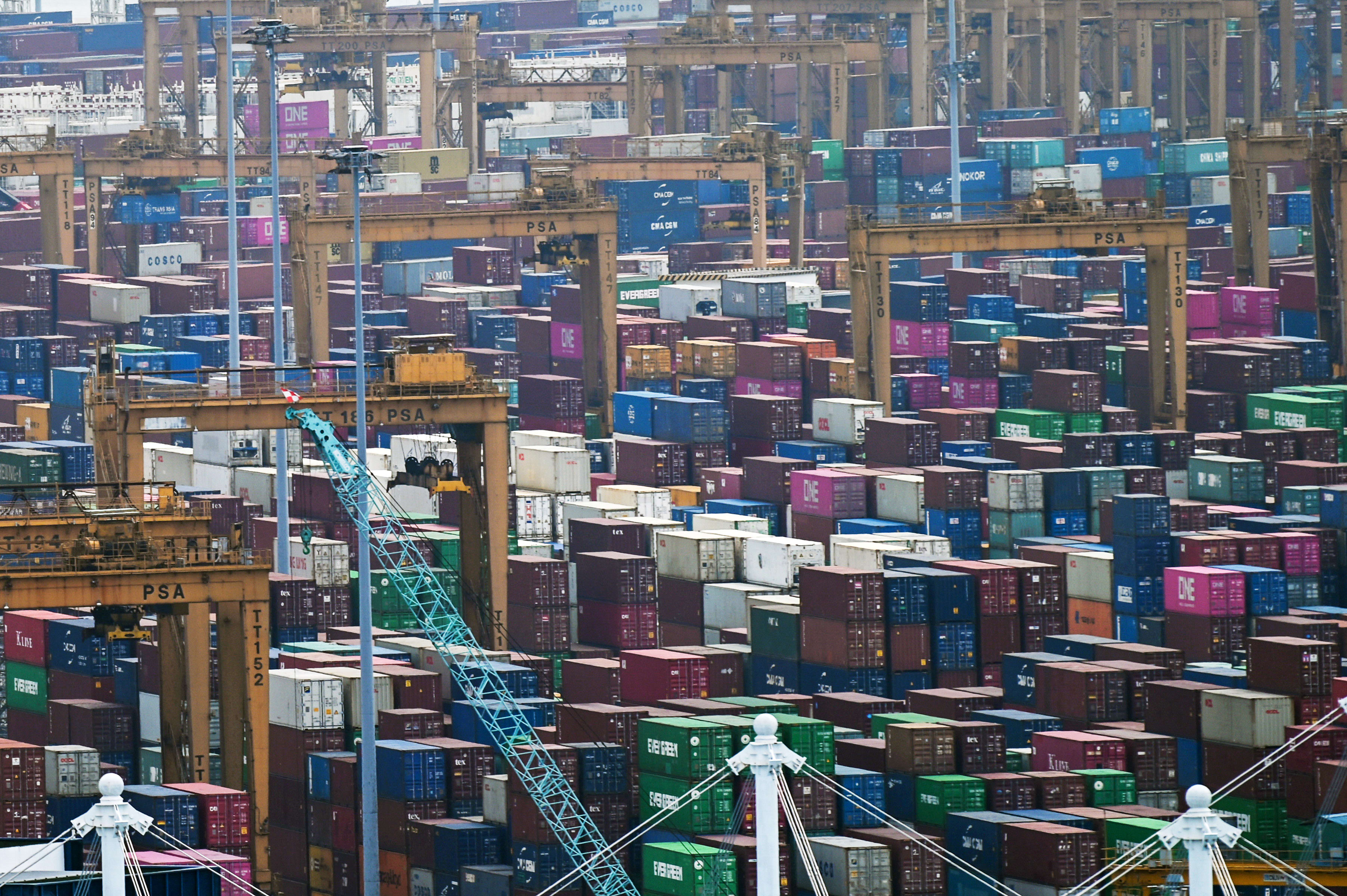 A view of containers at a port in Singapore. Disruptions to global supply chains arising from Covid-19 and other risk factors would require stockpiles of goods to be in place to cope with sudden surges in demand. A view of containers at a port in Singapore. Disruptions to global supply chains arising from Covid-19 and other risk factors would require stockpiles of goods to be in place to cope with sudden surges in demand.