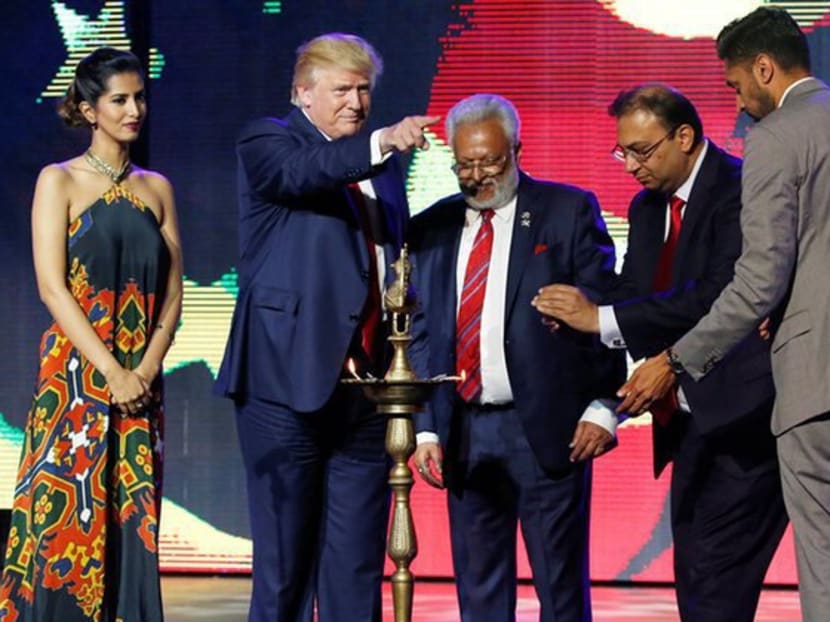 Donald Trump with Republican Hindu Coalition chairman Shalli Kumar, earlier this month. Photo: Reuters