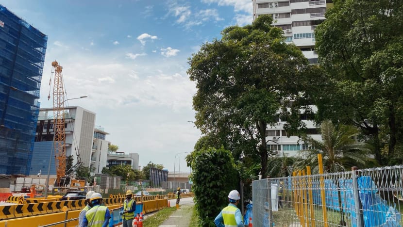 In Braddell, construction is causing this building to vibrate. Residents might have to endure it for many more years