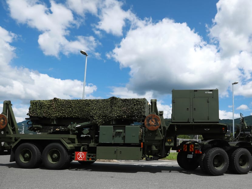 A PAC-3 surface-to-air missile is transported into Japan Ground Self-Defense Forces' Kaita base in Kaita town, Hiroshima prefecture. Photo: AFP