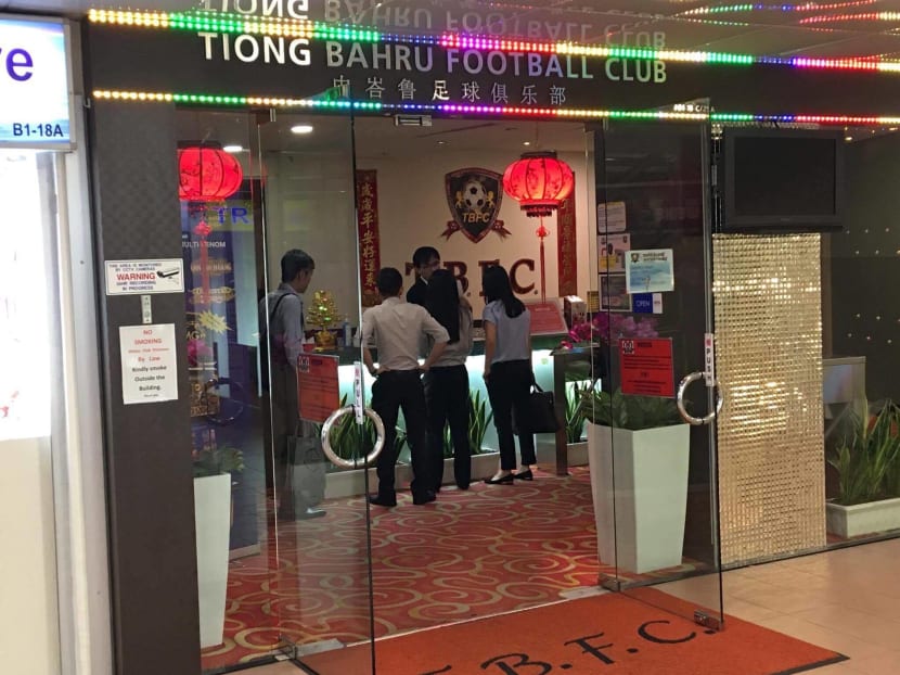 The entrance of the Tiong Bahru Football Club clubhouse. Photo: Noah Tan/TODAY