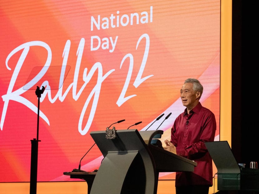 Prime Minister Lee Hsien Loong delivers the National Day Rally (NDR) speech at Institute of Technical Education headquarters in Ang Mo Kio on Aug 21, 2022.