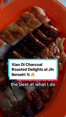 Stall owner, Lim Kah Chuan aka "Xiao Di" shares decades of roasting secrets. #secrets #wordsofwisdom 🍖🔥 #8dayseat #jalanberseh #hawkerfood 