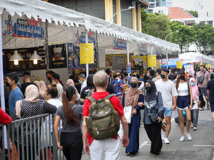 Crowds at the Ramadan bazaar in Kampong Gelam, April 24, 2022. Crowds at the Ramadan bazaar in Kampong Gelam, April 24, 2022.