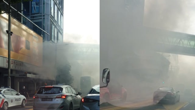 乌节中心坊外巴士站今早起火 无人受伤