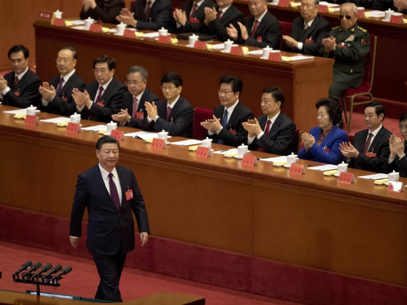 Chinese President Xi Jinping, is applauded as he walks to the podium to deliver his speech at the opening ceremony of the 19th Party Congress held at the Great Hall of the People in Beijing on, Wednesday, Oct 18, 2017. Photo: AP